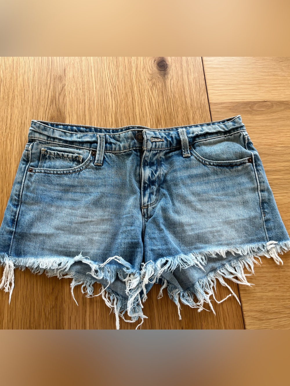 Lucky Brand Distressed Medium Blue Denim Cutoff Shorts